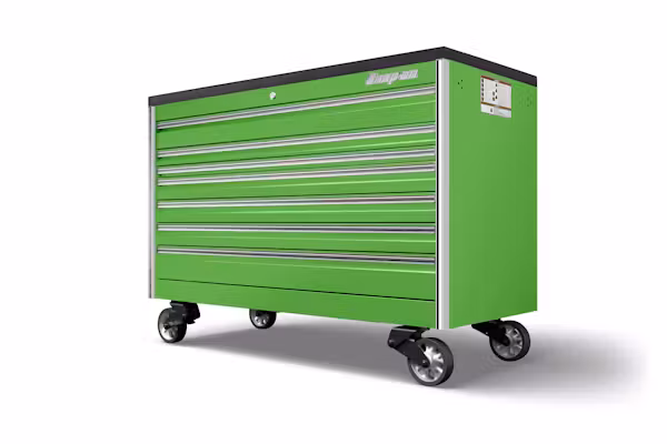 KERN681A2PJJ 68" Seven-Drawer Single Bank EPIQ™ Series Stainless Steel PowerTop™ with LED LIght Roll Cab (Extreme Green) - Image 1