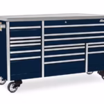 84" 16-Drawer Triple-Bank EPIQ™ Series Stainless Steel Top Roll Cab (Midnight Blue)