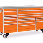84" 16-Drawer Triple-Bank EPIQ™ Series Stainless Steel Top Roll Cab (Electric Orange)