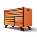 68" Nine-Drawer Double-Bank EPIQ™ Series Roll Cab with PowerDrawer and SpeeDrawer (Electric Orange with Black Trim and Blackout Details)