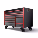 68" Nine-Drawer Double-Bank EPIQ™ Series Roll Cab with PowerDrawer and SpeeDrawer (Gloss Black with Red Trim and Blackout Details)