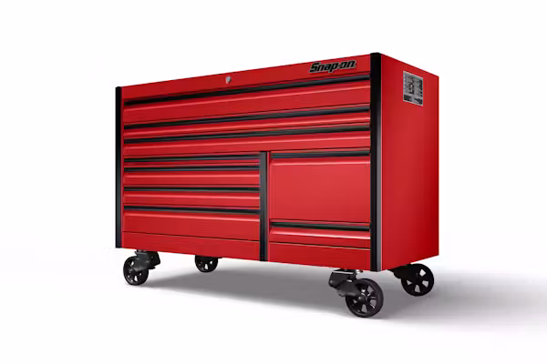 KETP682A0BPS 68" Nine-Drawer Double-Bank EPIQ™ Series Roll Cab with PowerDrawer and SpeeDrawer (Candy Apple with Blackout Details) - Image 1