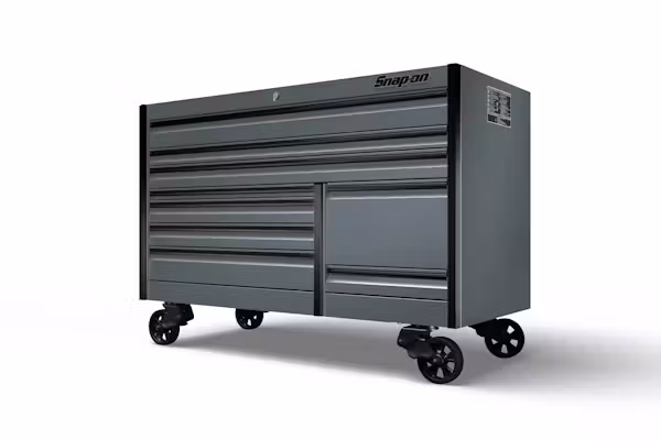 KETP682A0PWZ 68" Nine-Drawer Double-Bank EPIQ™ Series Roll Cab with PowerDrawer and SpeeDrawer (Storm Gray with Black Trim and Blackout Details) - Image 1