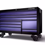 68" Nine-Drawer Double-Bank EPIQ™ Series Roll Cab with PowerDrawer and SpeeDrawer (Gloss Black Case, Purple Drawer with Black Trim and Blackout Details)