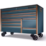 68" Nine-Drawer Double-Bank EPIQ™ Series Roll Cab with PowerDrawer and SpeeDrawer (Supersonic Blue with Copper Trim and Blackout Details and Bed Liner Top)