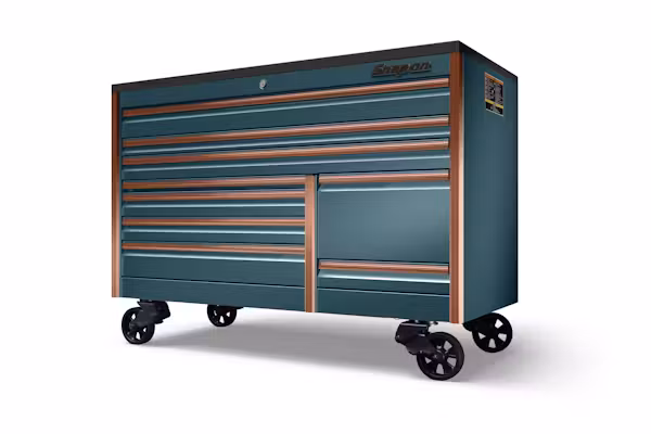 KETP682A7ZJQ 68" Nine-Drawer Double-Bank EPIQ™ Series Roll Cab with PowerDrawer and SpeeDrawer (Supersonic Blue with Copper Trim and Blackout Details and Bed Liner Top) - Image 1