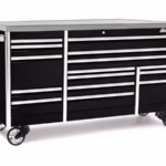 84" 15-Drawer Triple-Bank EPIQ™ Series Stainless Steel Top Roll Cab with PowerDrawer (Gloss Black)