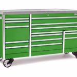 84" 15-Drawer Triple-Bank EPIQ™ Series Stainless Steel Top Roll Cab with PowerDrawer (Extreme Green)