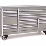 84" 15-Drawer Triple-Bank EPIQ™ Series Stainless Steel Top Roll Cab with PowerDrawer (Arctic Silver)
