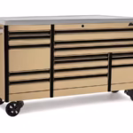 84" 15-Drawer Triple-Bank EPIQ™ Series Stainless Steel Top Roll Cab with PowerDrawer (Combat Tan with Black Trim and Blackout Details)