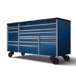 84" 15-Drawer Triple-Bank EPIQ™ Series Bed Liner Top Roll Cab with PowerDrawer (Midnight Blue, Titanium Trim with Blackout Details)