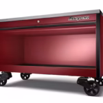 60" One-Drawer Single-Bank EPIQ™ Series Workbench with Stainless Top (Cranberry, Black Trim with Blackout Details)